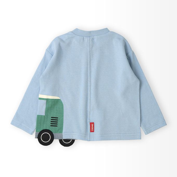 日本 ZOOLAND - 春季出遊印花長袖上衣-熊熊開車-卡其