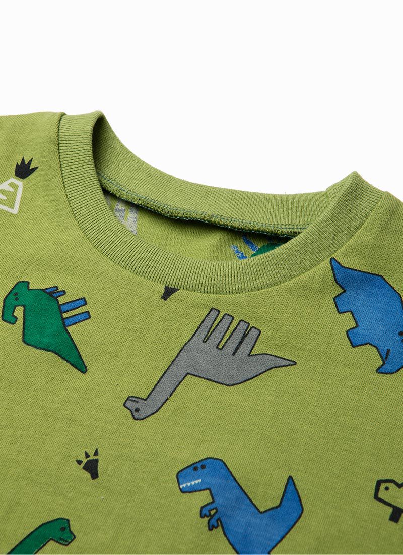 韓國 OZKIZ - 侏羅紀恐龍短袖上衣-天藍