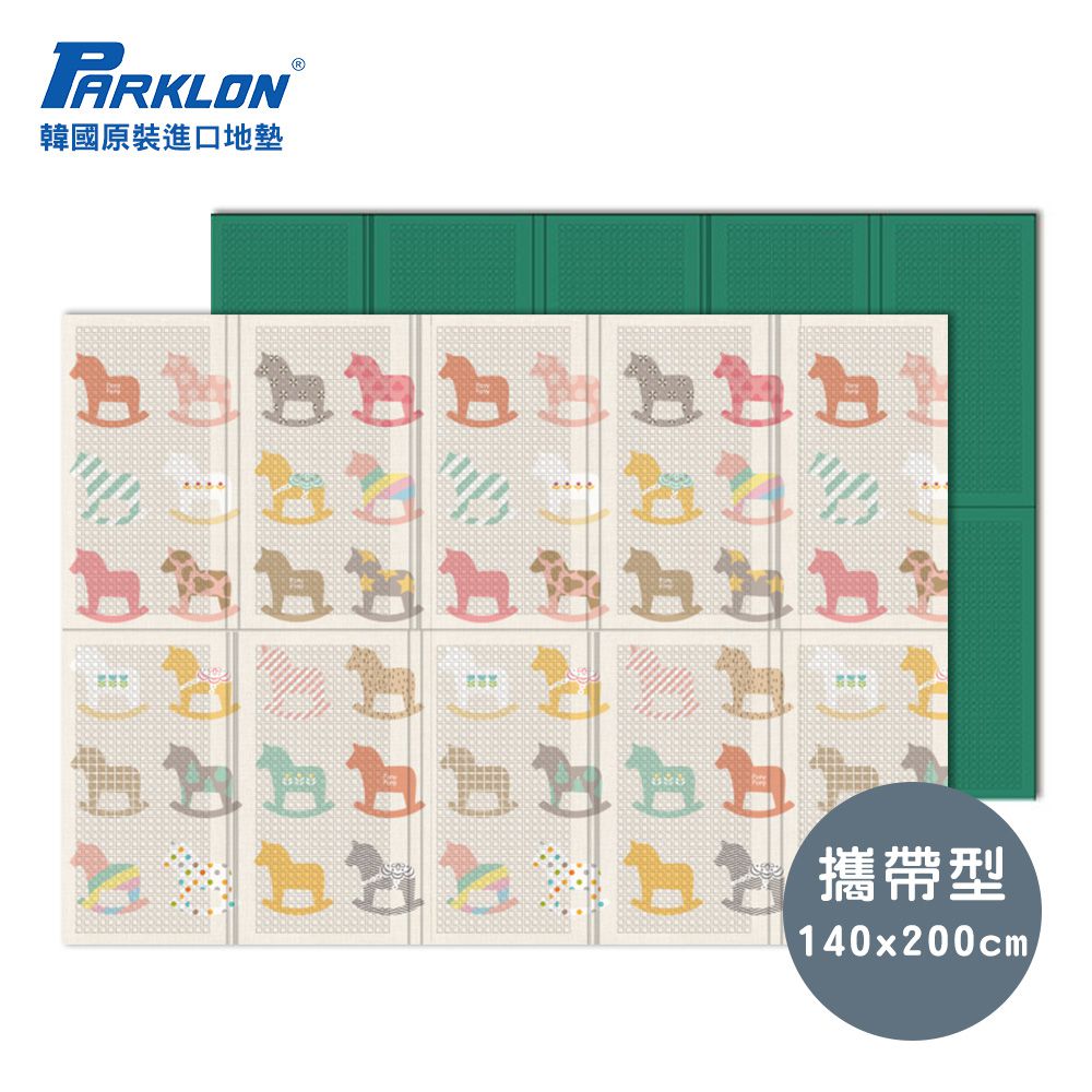 攜帶型單面立體回紋摺疊墊-彩色木馬