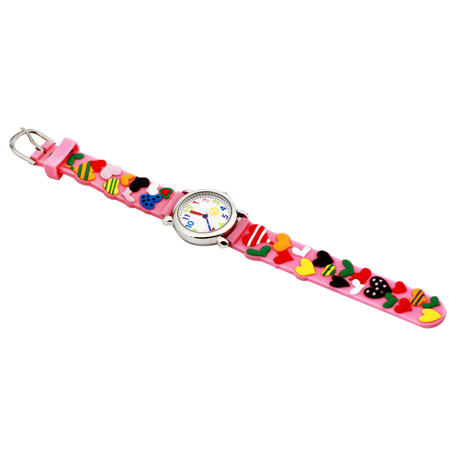 3D立體卡通兒童手錶-經典小圓錶-粉色大愛心