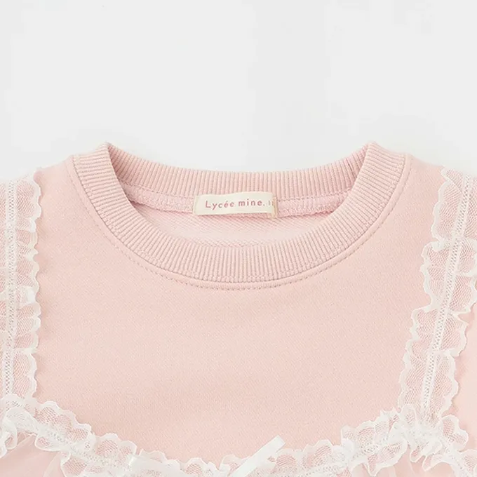 日本 Lycee mine - 夢幻蕾絲吊帶縮口長袖上衣-紫