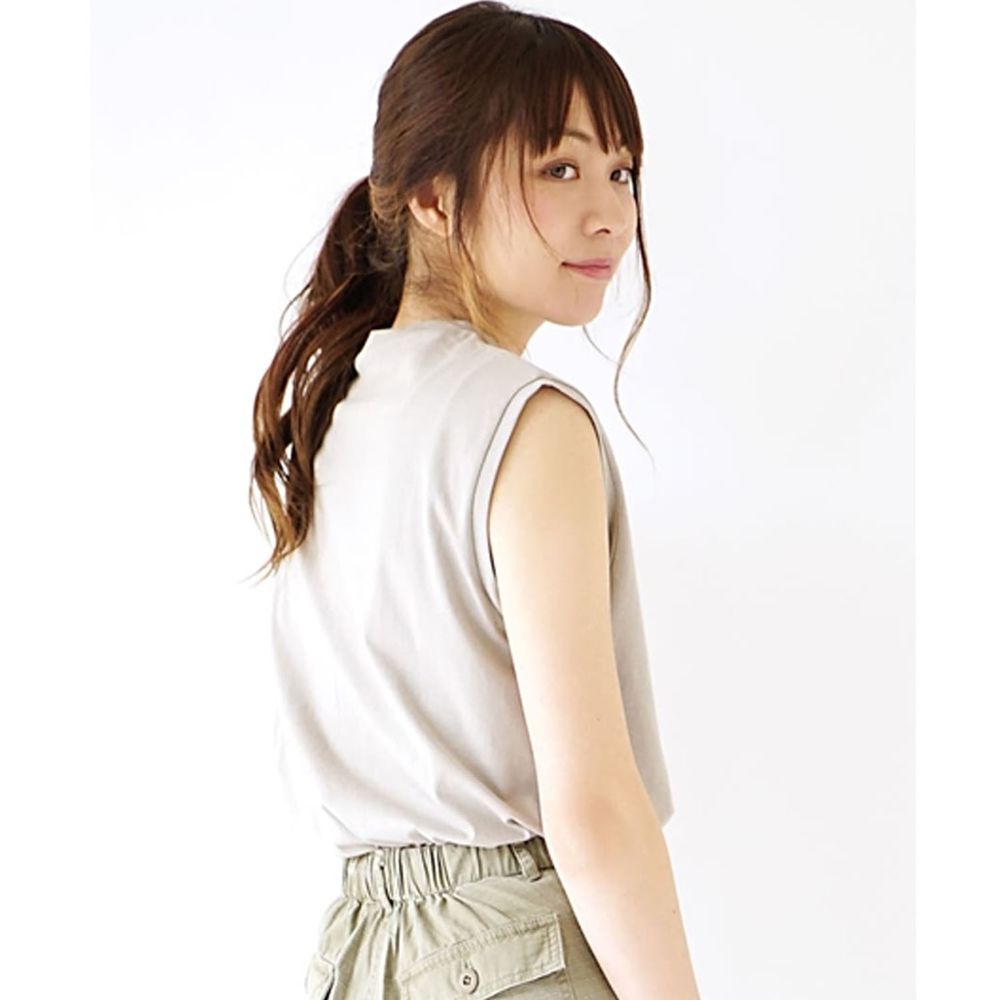 日本 zootie - Design+ 透氣肩線修飾無袖上衣-灰杏