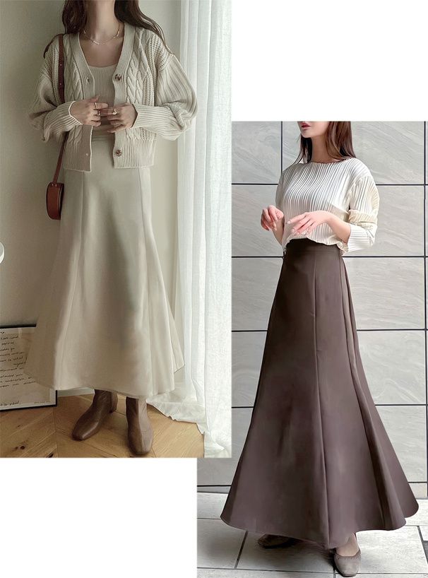 日本 GRL - 優雅修身魚尾長裙-象牙杏