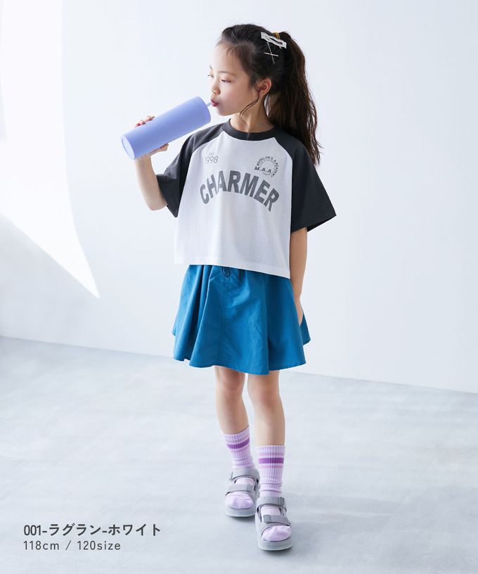 日本 devirock - 女孩運動風設計款短袖上衣-肩開口-紫