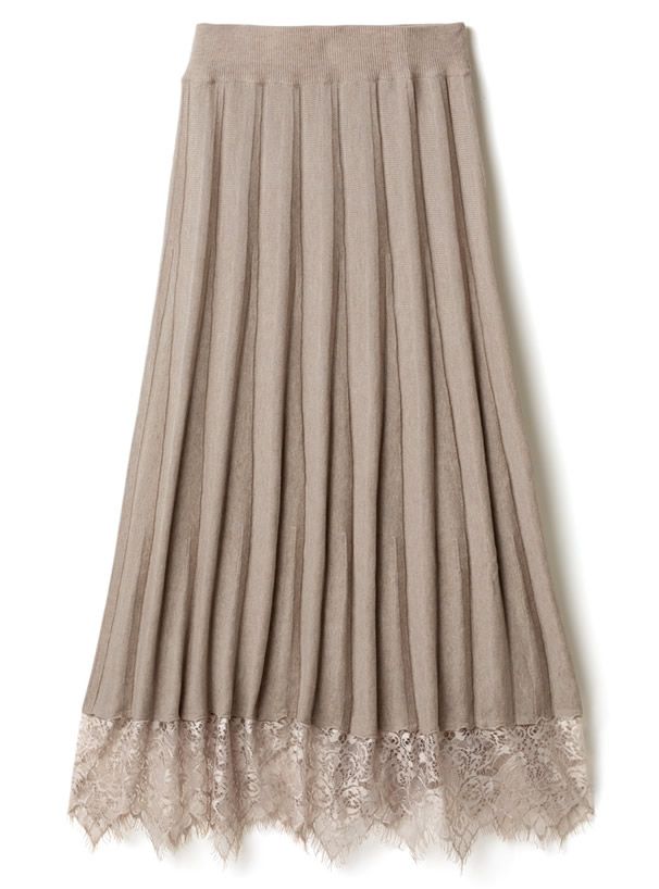 日本 GRL - V領綁帶上衣x蕾絲百褶長裙2件組-典雅黑