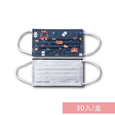 YSH 益勝軒 - 成人醫療級三層平面口罩/雙鋼印/台灣製-冰雪喵喵 (17.5x9.5cm)-30入/盒(未滅菌)單片包裝