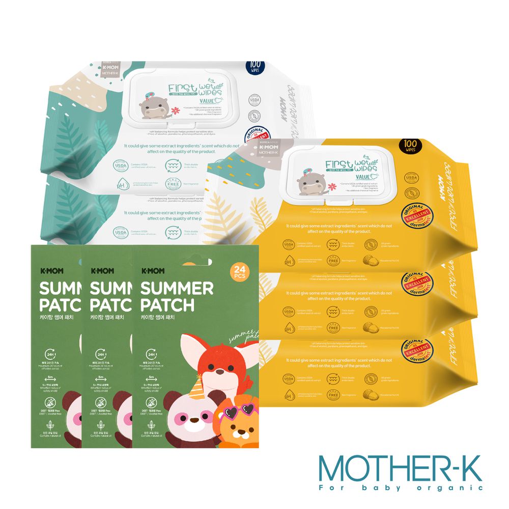 外出防蚊安心組(掀蓋柔花款100抽*6+小淘氣長效精油防蚊貼片(24入)*3)