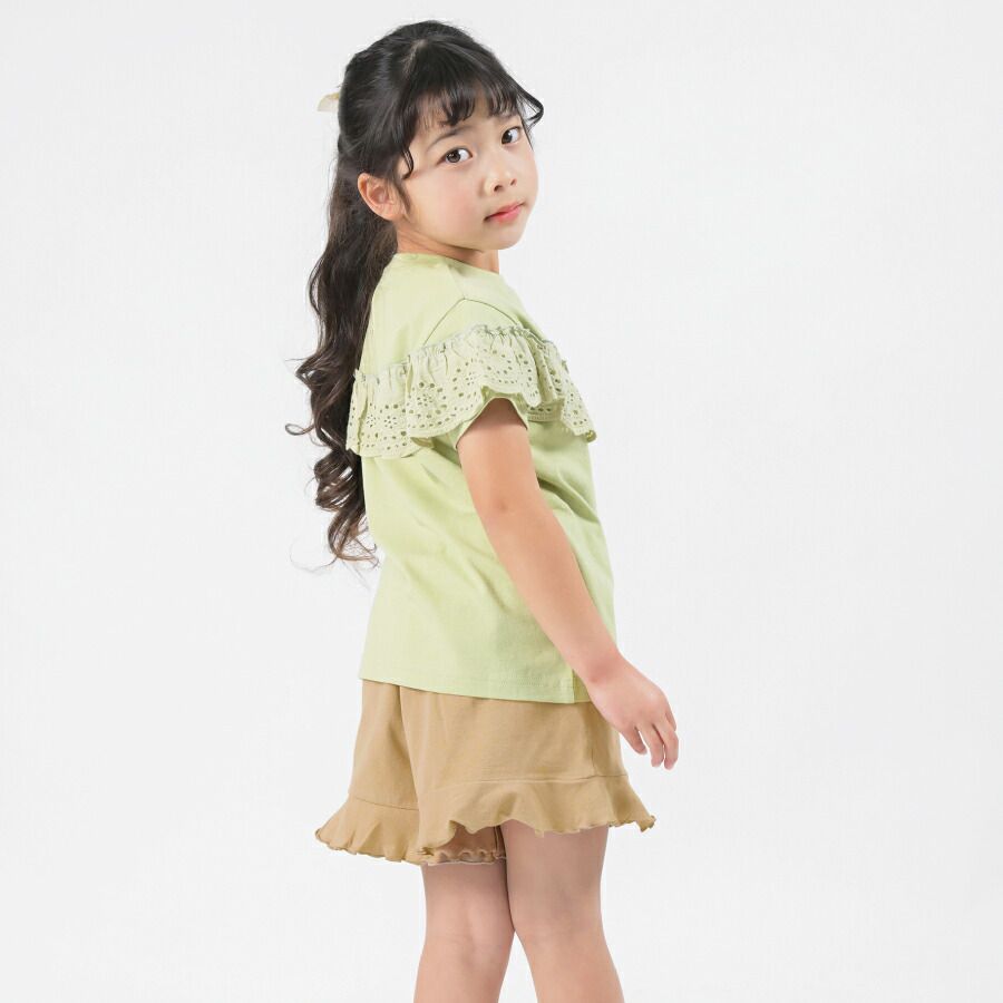 日本 evercloset - 天竺棉荷葉邊涼爽輕薄短褲-薄荷綠