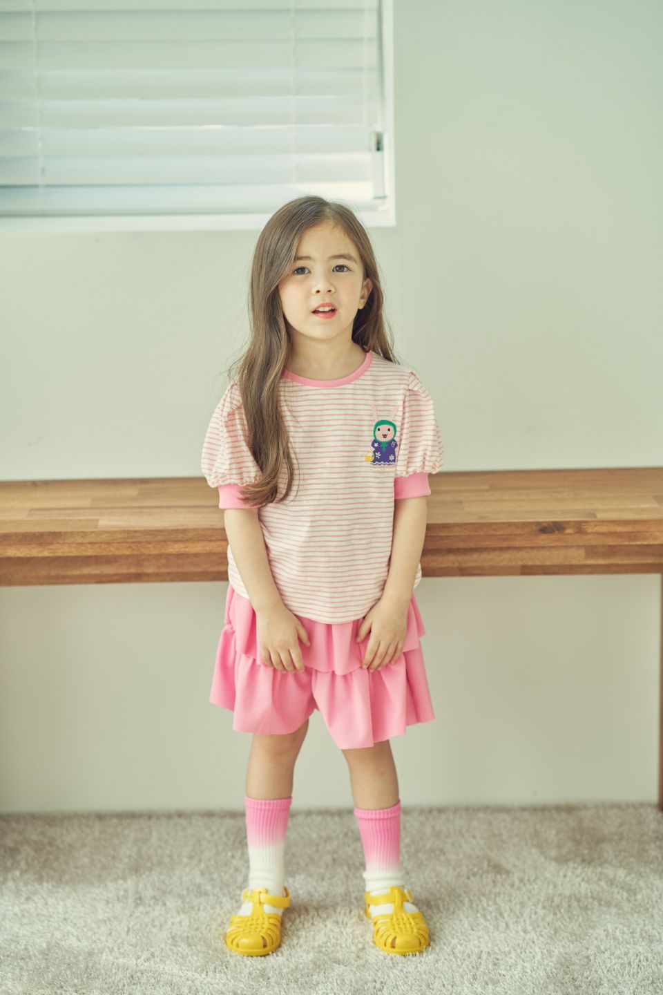 韓國 Mimico - 微笑花朵蛋糕褲裙-粉紅