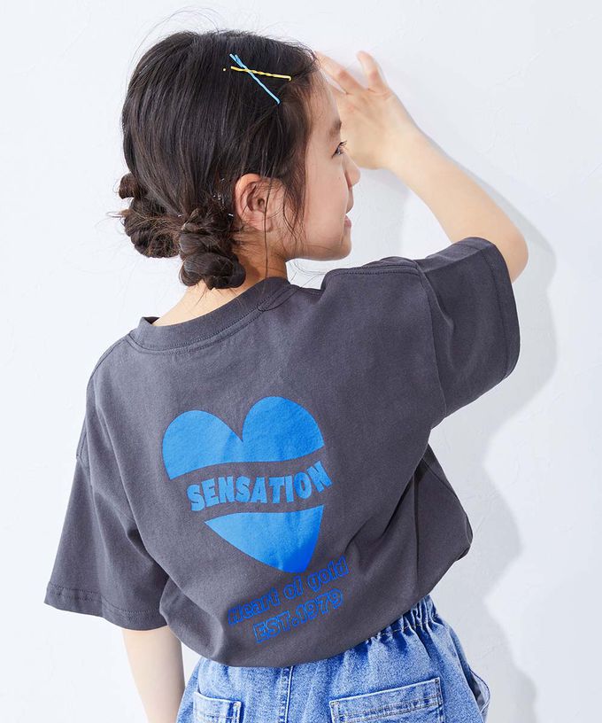 日本 devirock - 100%棉 定番可愛女孩印花短袖上衣-玫瑰-淺紫