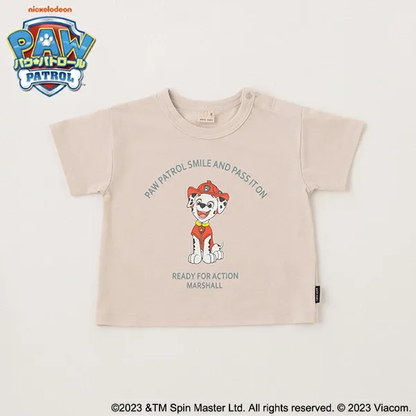 日本 petit main - 汪汪隊聯名 印花短袖上衣-毛毛-卡其