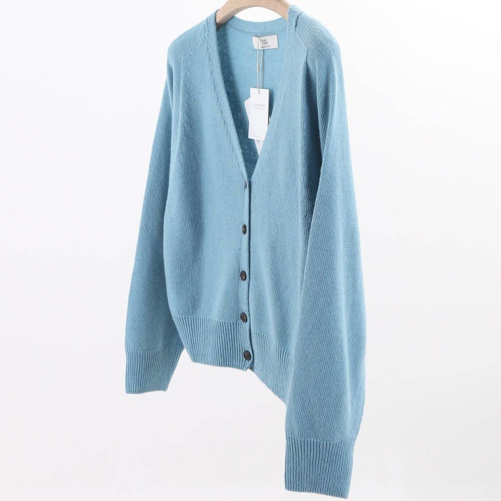 輕柔美麗諾羊毛V領針織外套-天藍 (FREE)