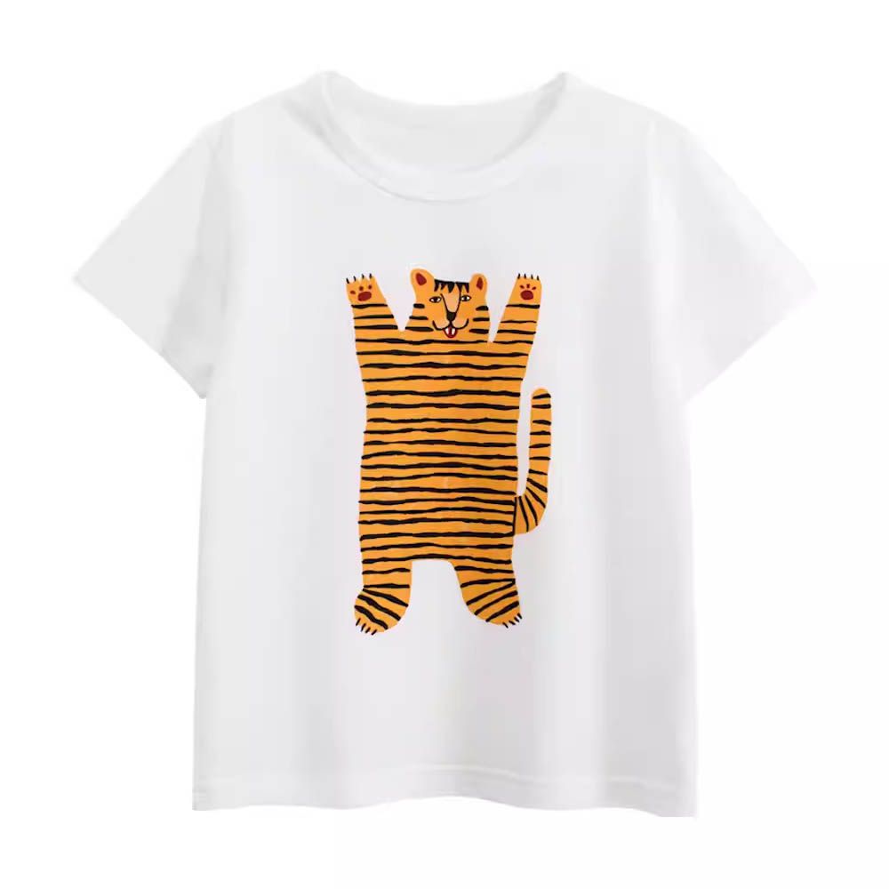 純棉短袖上衣-大大老虎-米白