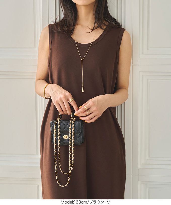 日本 Kobe Lettuce - 簡約素色修身U領無袖洋裝-(可選長度)-黑