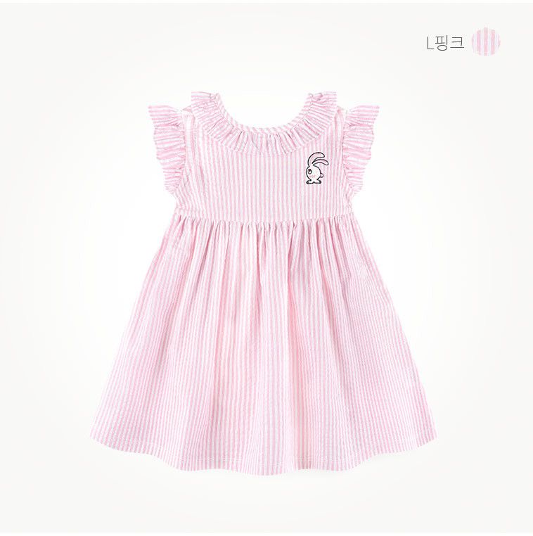 韓國 milk mile - 直線紋後背蝴蝶結洋裝-粉紅