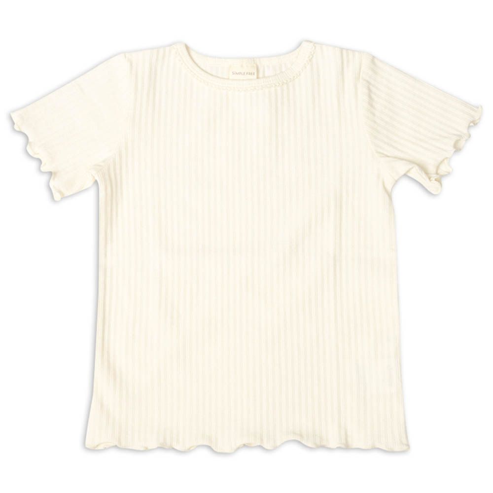 短袖經典T恤-羅紋抽針針織布-象牙白色