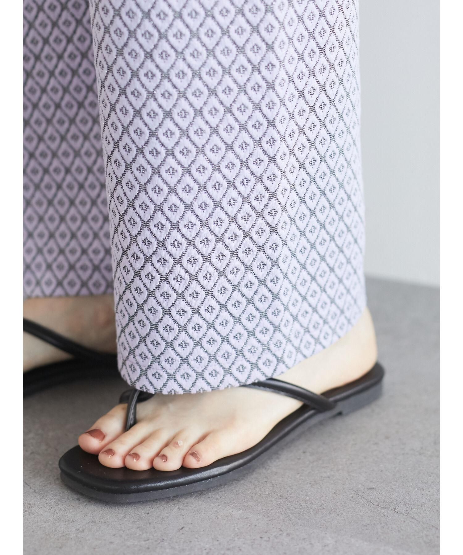 日本 ELENCARE DUE - 滿版幾何綁帶寬褲-米