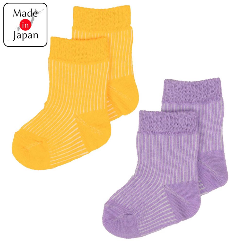 新生兒襪2雙組-彩色羅紋 (7~9cm)-日本製