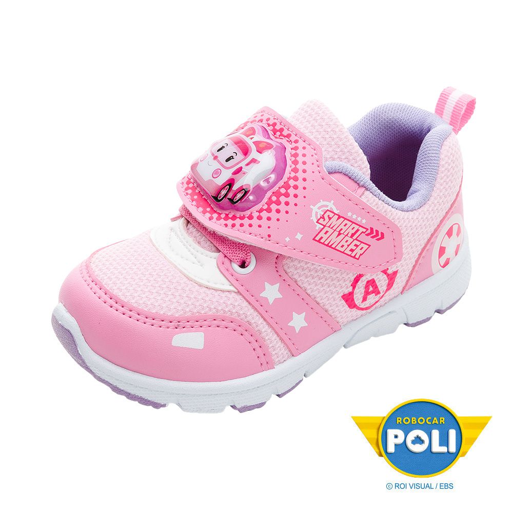 POLI 波力救援小英雄 - POLI 童鞋 電燈運動鞋 POKX34153-排汗透氣網布-粉紅-(小中童段)