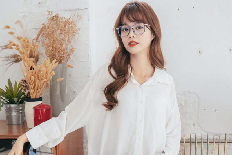 ALEGANT - 日系基本款輕量造型湖水藍TR90輕量方框金屬鏡腳UV400濾藍光眼鏡