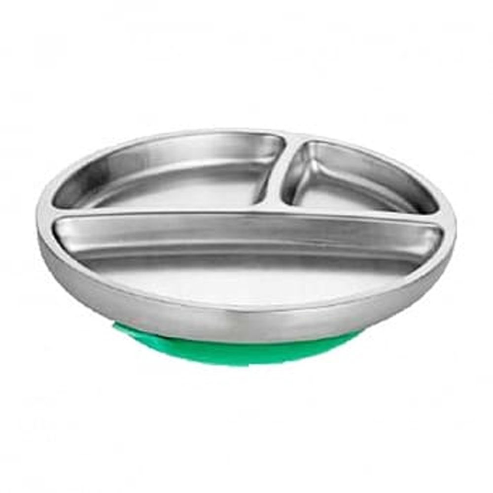 Avanchy - 雙層不鏽鋼-吸盤式餐盤-綠