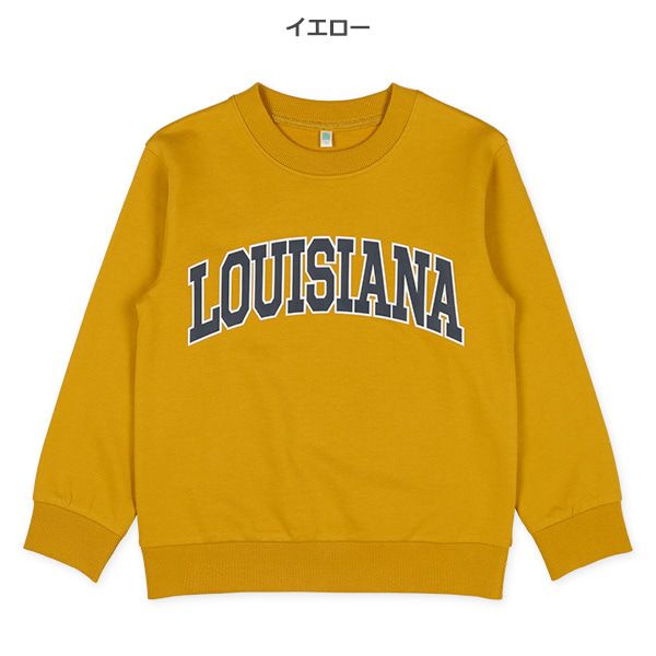 日本西松屋 - 裏毛圓領印花長袖上衣-LOUISIANA-芥黃