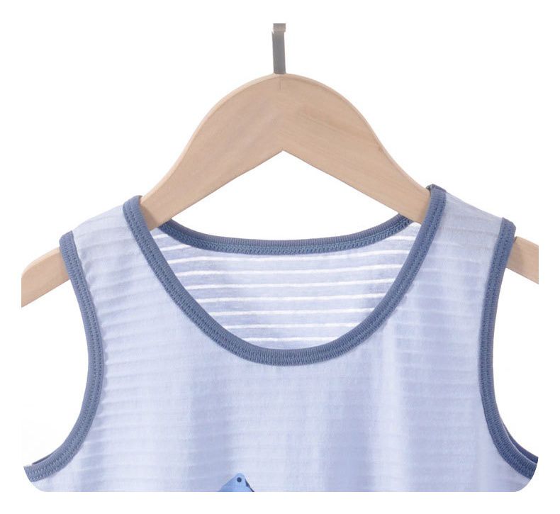 MAMDADKIDS - 竹節棉無袖套裝/家居服-挖掘機-白色