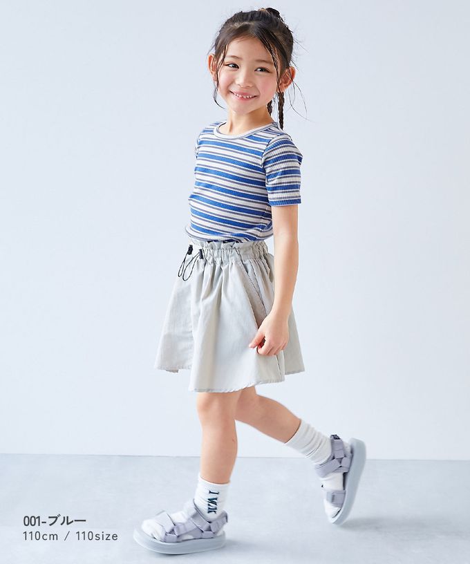 日本 devirock - 清爽夏日線條配色短袖上衣-藍白