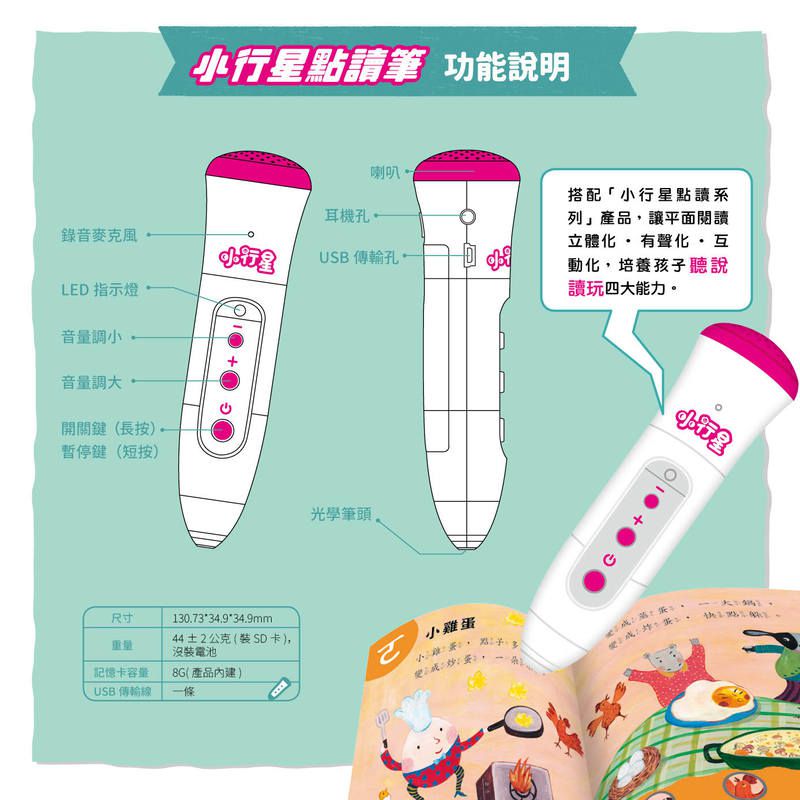 親子天下 - 小行星點讀系列★-入門組★小行星點讀筆＋識字遊戲100