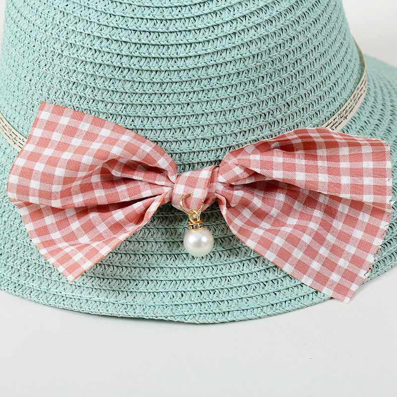 日系沙灘蝴蝶結草帽/遮陽帽-附小背包-卡其色 (建議2-8歲)