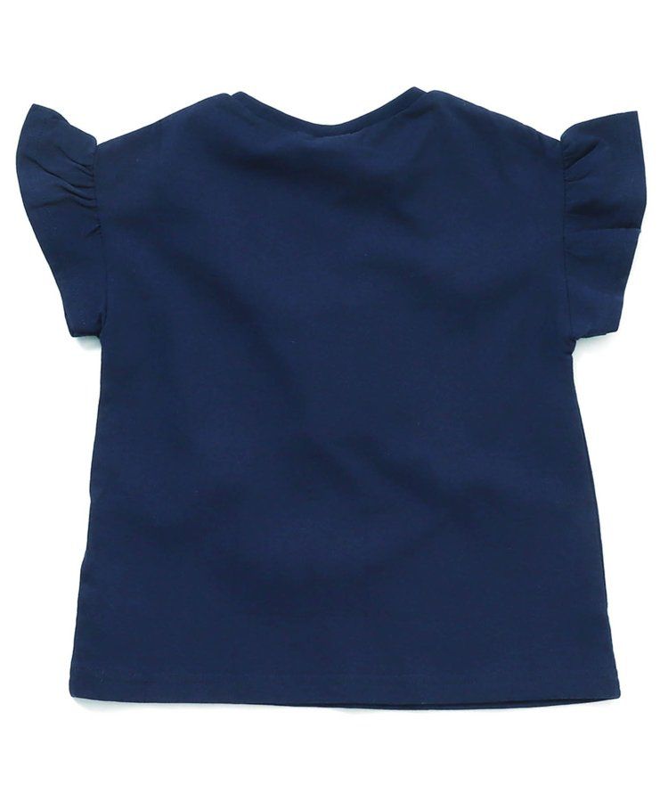 日本 apres les cours - 可愛感荷葉邊短袖上衣-小白花-淡黃