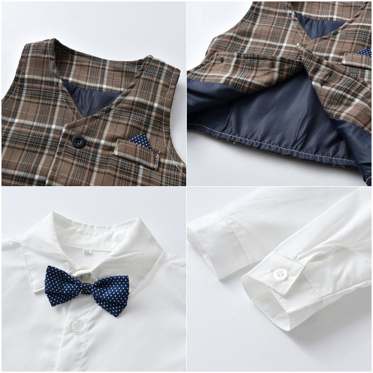 英倫風格紋馬甲背心套裝-黑色