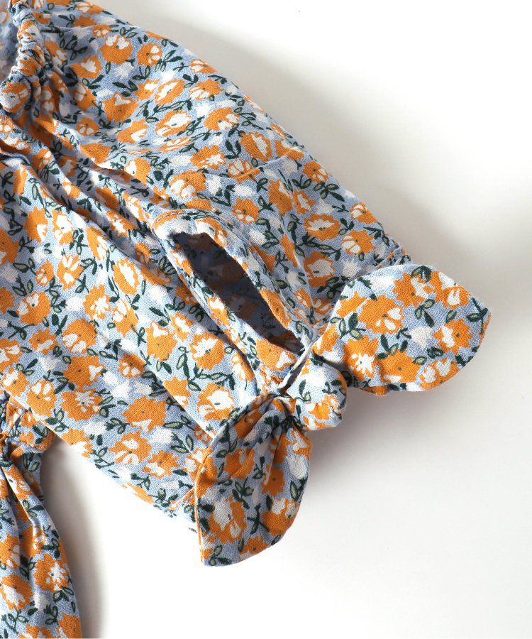 日本 apres les cours - 袖緞帶滿版印花束腰洋裝-格紋-黑白