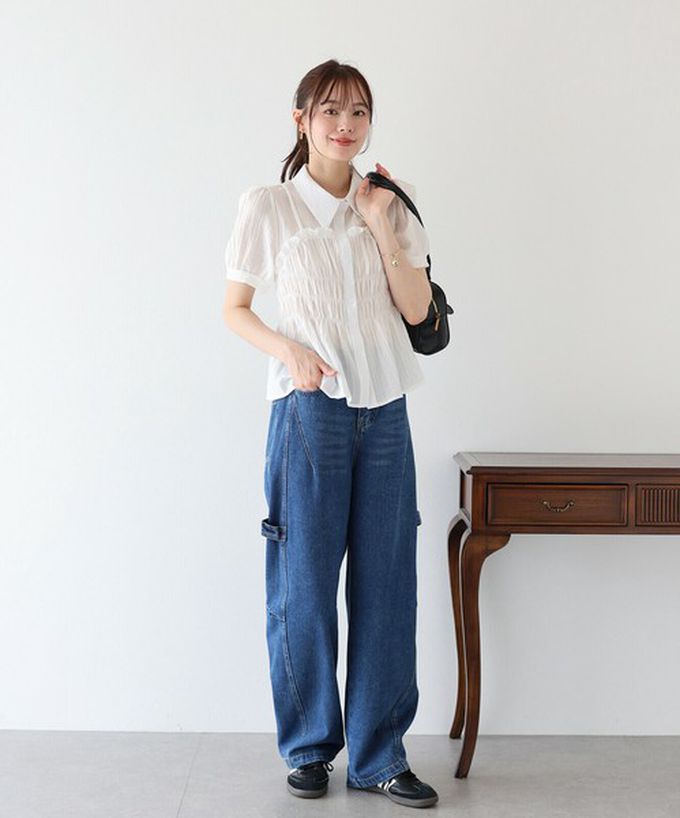 日本 BLUE EAST - 率性寬鬆感高腰畫家丹寧褲-淺藍