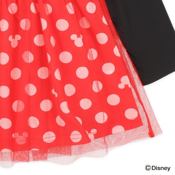 日本西松屋 - 可愛米妮造型長袖洋裝-紅黑