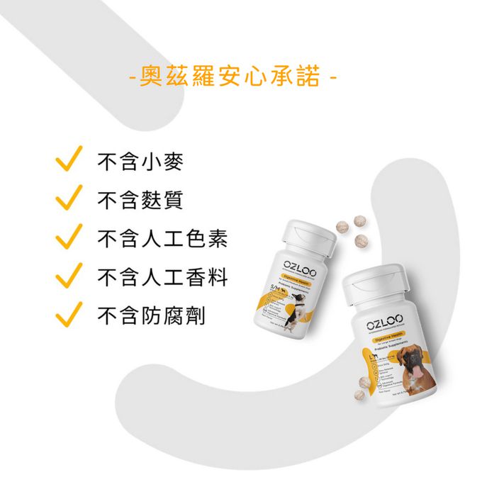 OZLOO奧茲羅 - 消化系統保健 中小型犬 60顆 兩個月份量(益生菌/維持腸道健康)