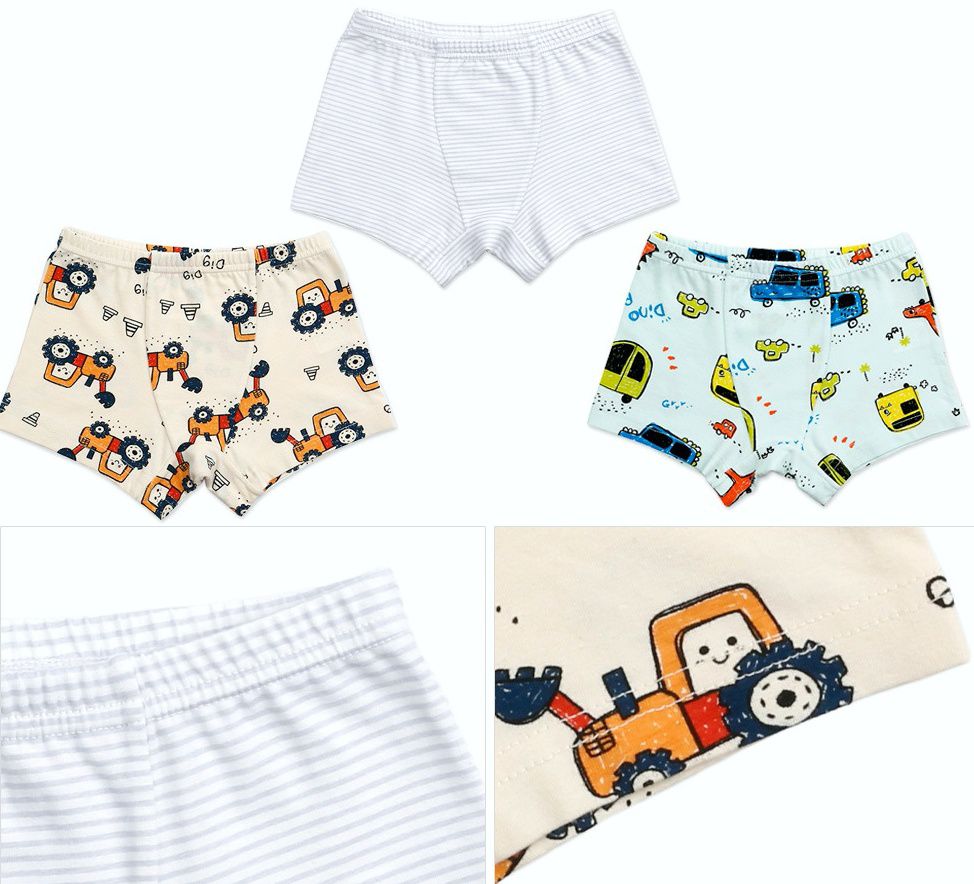 韓國 Maykids - 無螢光棉男寶四角褲三入組-車車王國