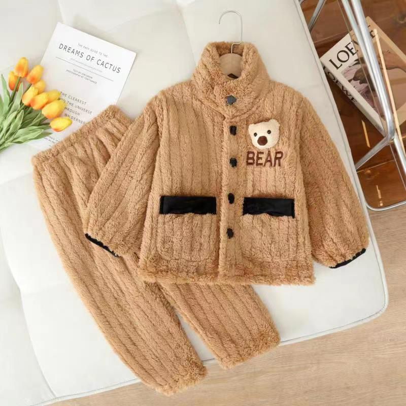 法蘭絨兒童造型長袖睡衣-太空人+星球-藍色