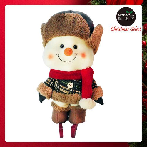 MODACore 摩達客 - 聖誕大頭雪人玩偶擺飾(反摺毛邊帽款)