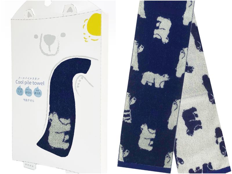 日本弘雅堂 - 日本製 接觸涼感速乾毛巾-海獺排球-水藍 (90x16cm)