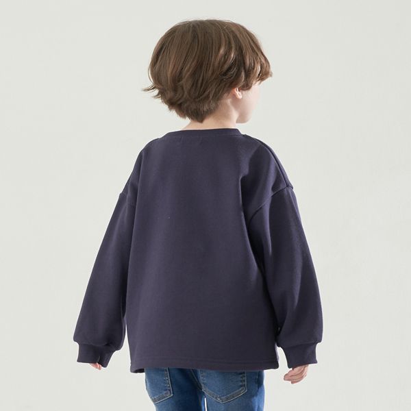 日本 b-ROOM - 裏毛定番英文印花長袖上衣-炭灰