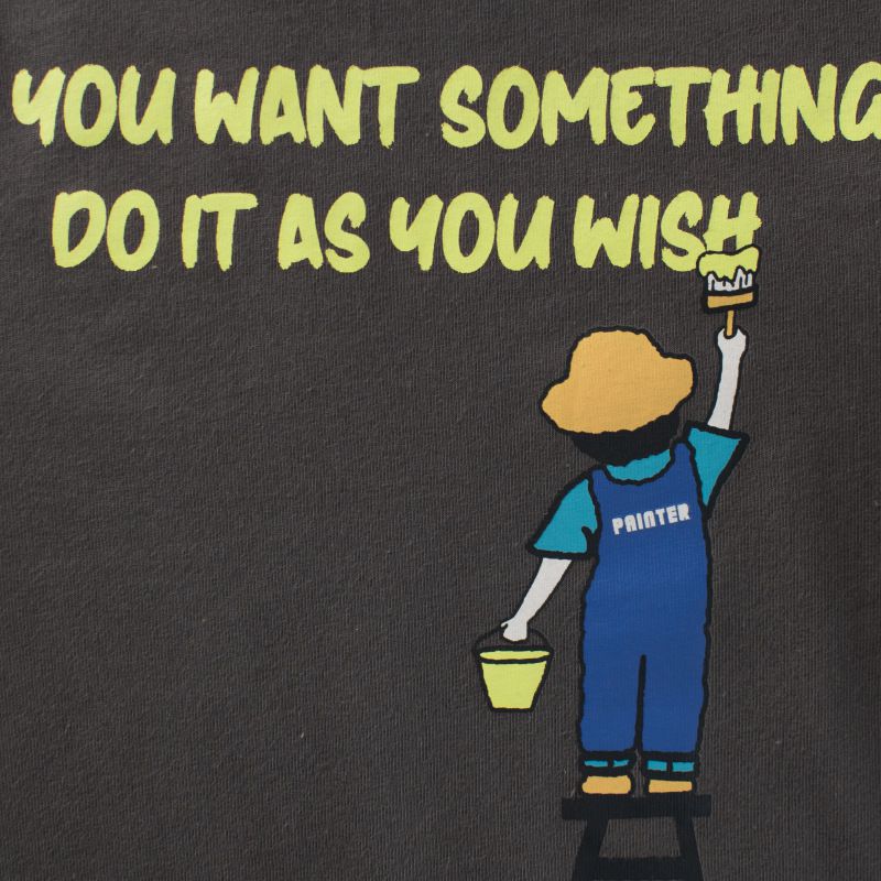 純棉圓領長袖上衣-英文字母-深灰色