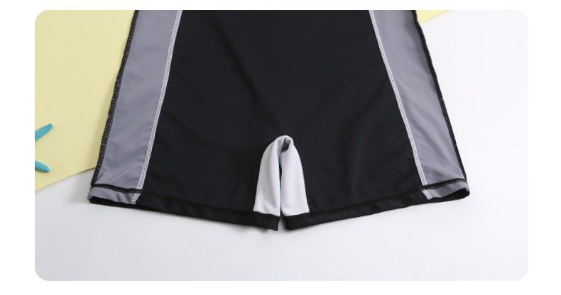 大童女孩運動風短袖連身裙泳衣套裝(二件組)-黑色-泳衣、裙子