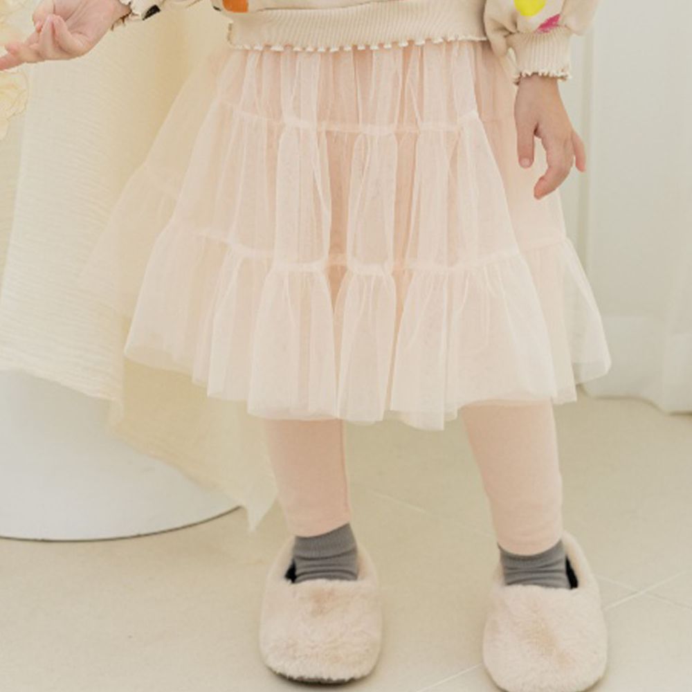 韓國 Orange Mom - 拼接感紗褲裙-淡粉紅
