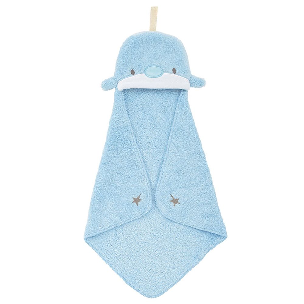 日本 LIV HEART - 5倍吸水力蓬鬆柔軟 擦手巾-海豚-藍 (30x30cm)