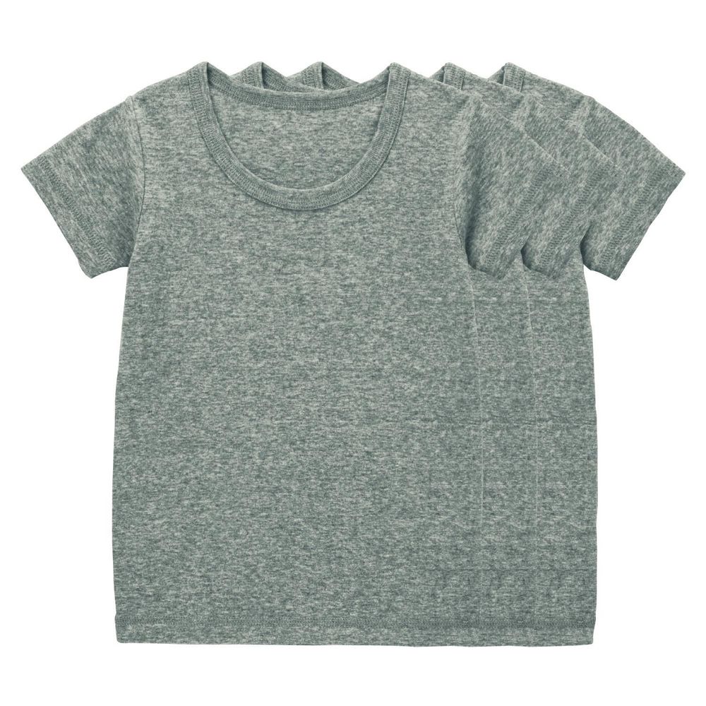 日本千趣會 - GITA 素色內衣/T恤三件組 (短袖)-淺雜灰