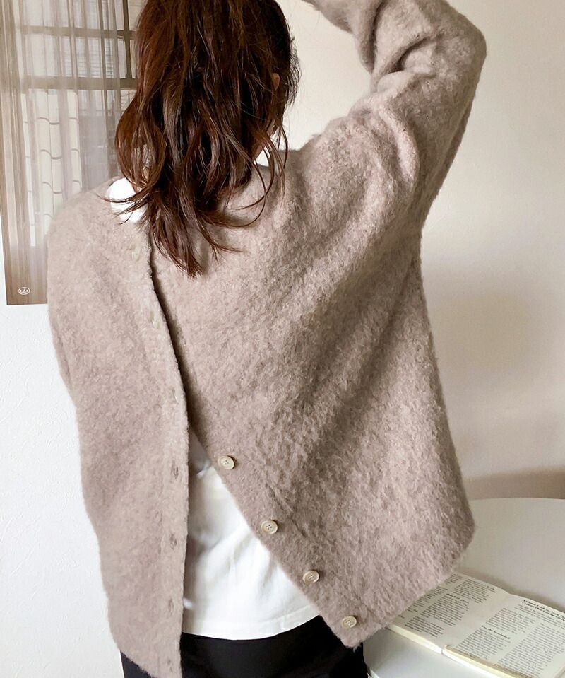 日本 Classical Elf - 2WAY輕量柔軟毛絨寬鬆針織外套-水藍