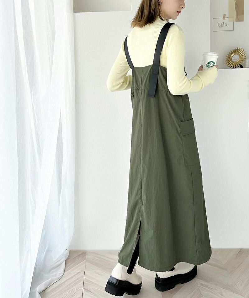 日本 Classical Elf - Java聯名 美式休閒抽繩吊帶裙-黑