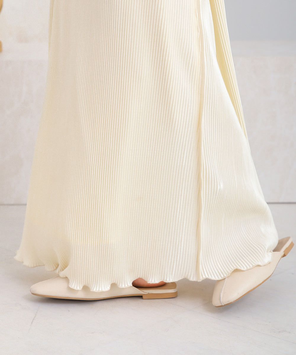 日本 Bab - 2WAY細摺拼接百搭長裙-淺灰