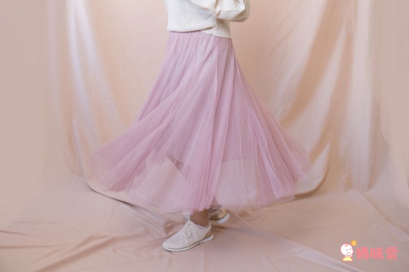 日本 GRL - 飄逸顯瘦雙層傘紗裙-灰摩卡 (M)